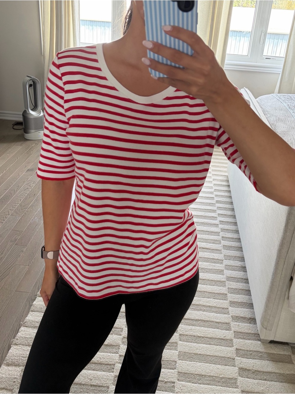 Marc Cain Red & White Striped Women's Tee